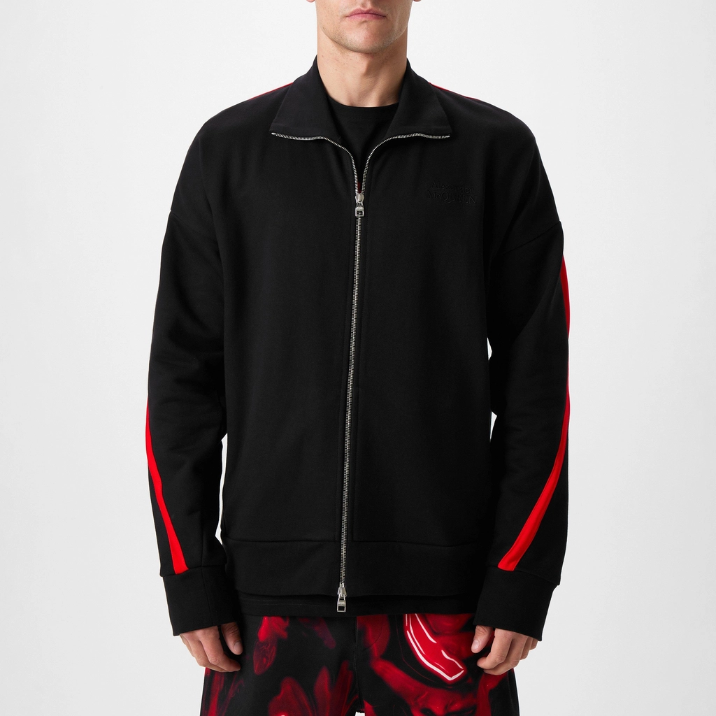 Alexander McQueen Twisted Tape Track Top - Black/Red
